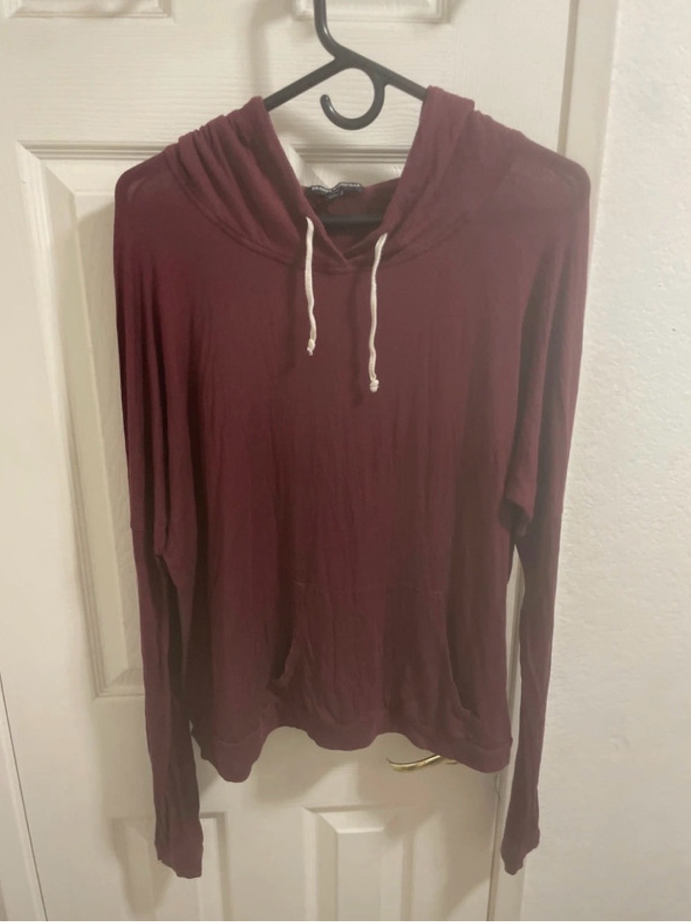 Brandy Melville Burgundy Scoop-Neck Hooded Sweater